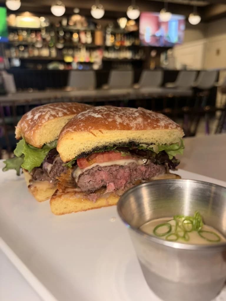 Truffle Burger and Fries at Aya Golf Lounge Honolulu — $25 menu item