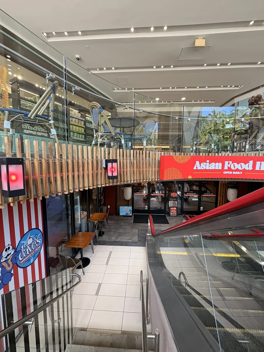 Stix Asia food hall entrance on Kalākaua Avenue in Waikiki, where Good Chicken is located on the lower level