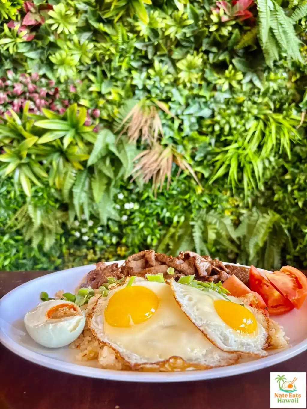 Tapsilog Filipino breakfast with beef tapa eggs and garlic rice at Hi.Shack Waikiki