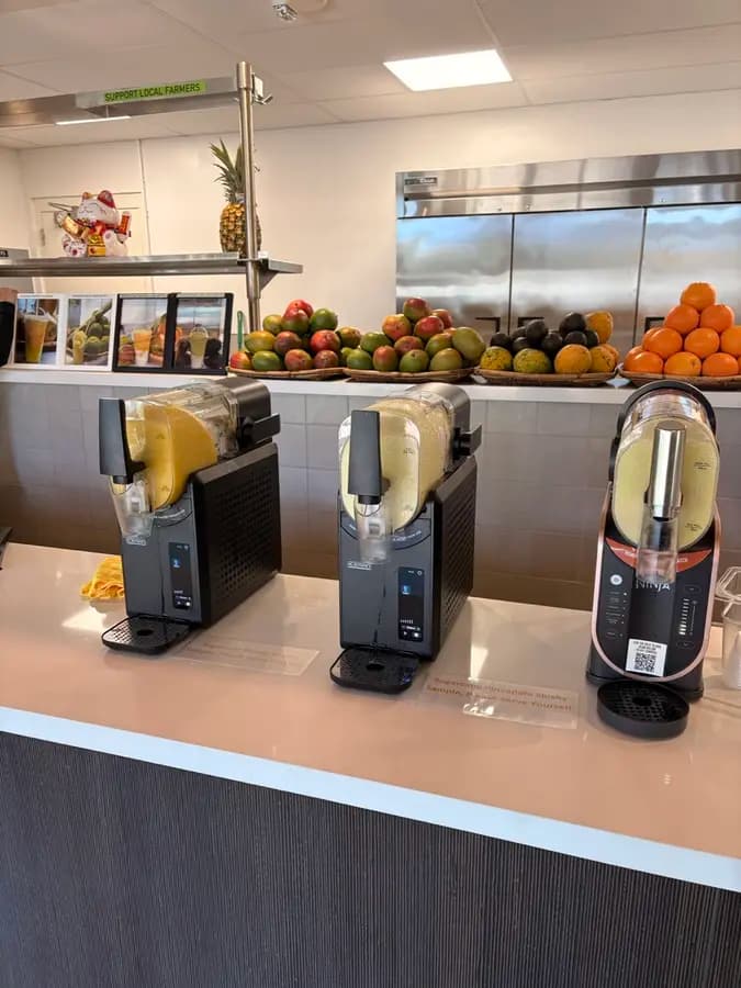 Aloha Sugarcane Juice counter with fresh fruit at The Park on Keeaumoku Midtown Eats
